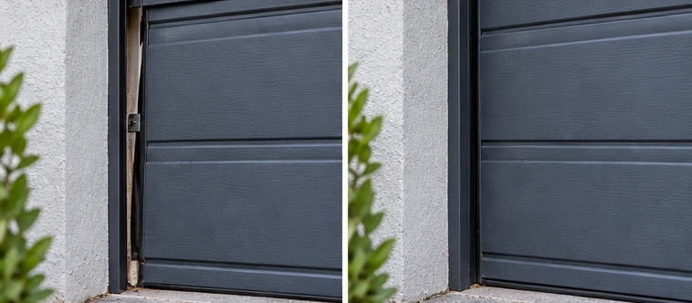 Garage door alignment and condition before and after repair visualisation