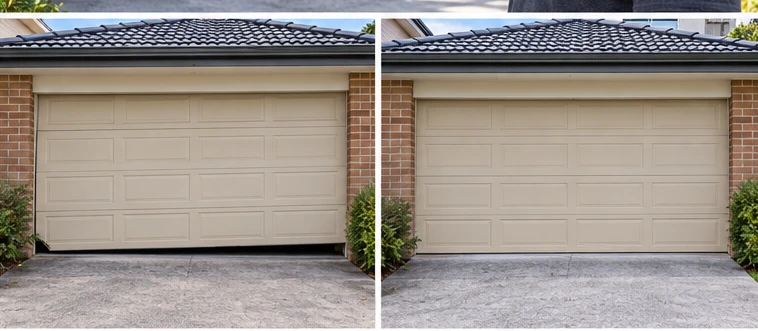 Garage door alignment and condition before and after repair visualisation